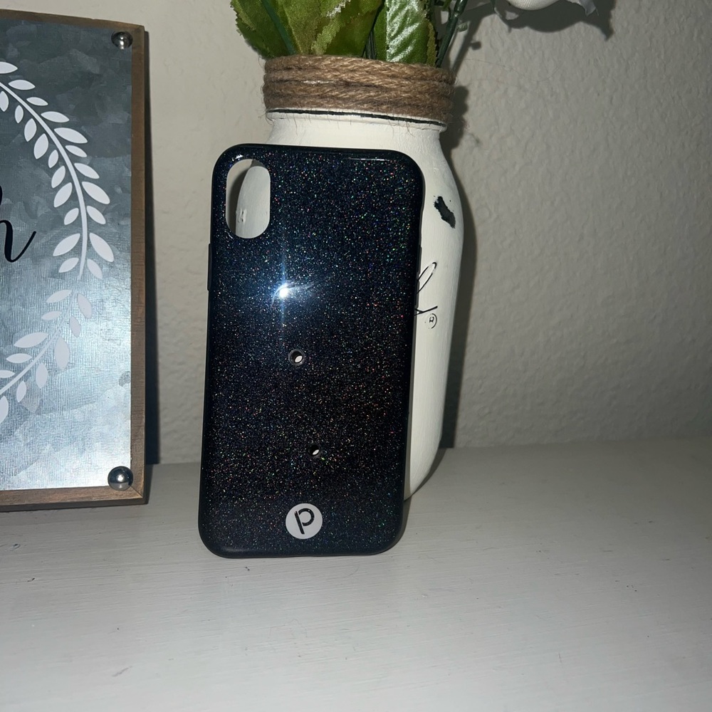 Black Sparkle Loopy phone case for iPhone XS